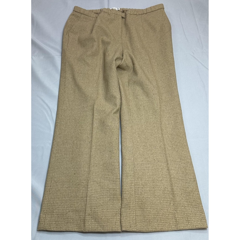 VTG Pendleton Pants Womens 16 Beige Virgin Lambswool Silk Tweed Lined USA
